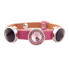 Cuoio Armband mit verschiedenen Rivoli Crystals, pink